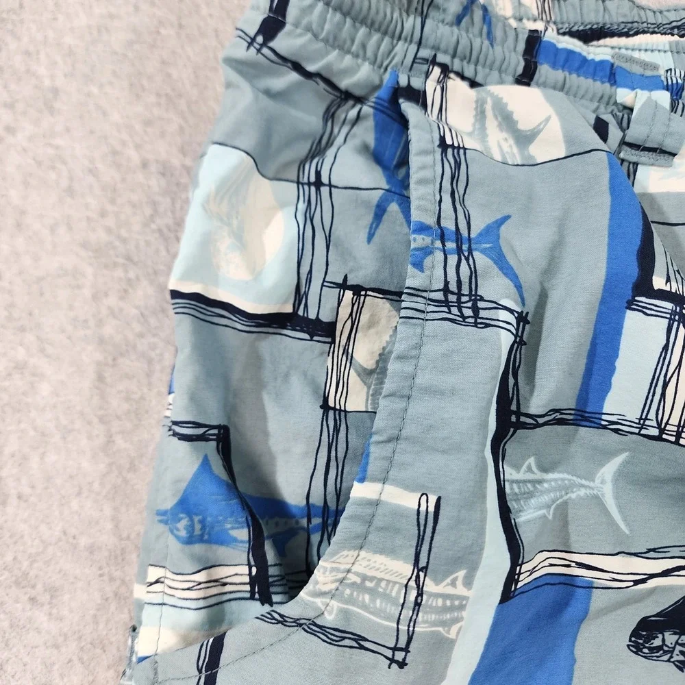 Columbia PFG AOP Fish Swim Trunks Men XXL 40x6 Gray Blue White Omni Shade Pocket